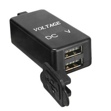 Motorcycle SAE to USB Cable Adaptor Dual USB Cell Phone Charger Voltmeter HI