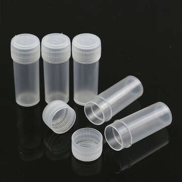 50PCS 5ml Plastic Sample Small Bottle Vial Storage Container Test Tube for Lab