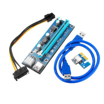 PCI Express PCI-E 1X to 16X Riser Card 6Pin PCIE USB3.0 SATA Expansion Cable for Miner Mining BTC De