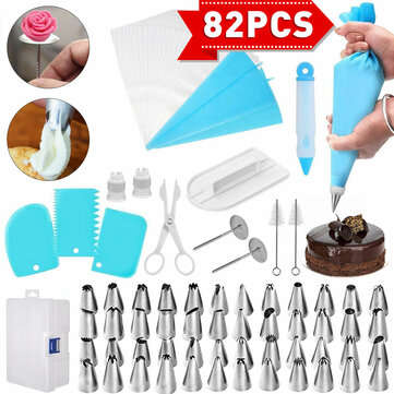 82Pcs/Set Cake Decorating Tools Set DIY Cake Piping Tips Turntable Rotating