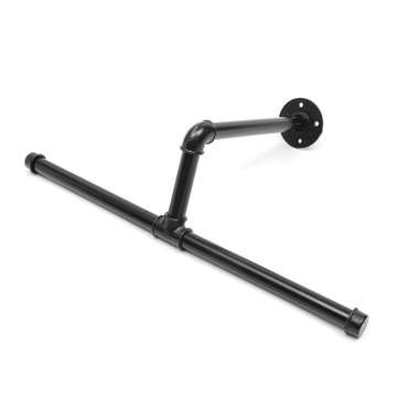 Industrial Iron Pipe Clothes Coat Hanger Rack Steampunk Antique Wall Shelf Bracket