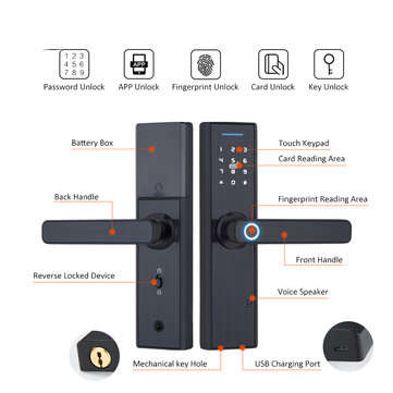 Tuya Electronic Smart Door Lock Wifi Biometric Fingerprint Lock Security Intelligent Smart Lock With