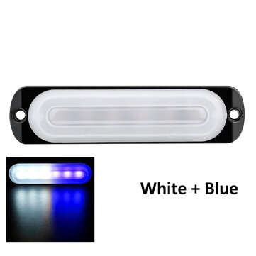 12V-24V 18W 6 LED Strobe Side Light Guide Lamp For Truck Car RV Boat (COLOR: WHITEBLUE)