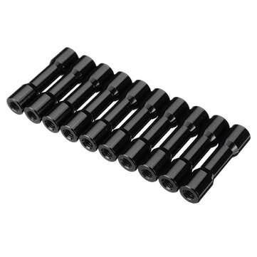 Suleve M3AS12 10Pcs M3 25mm Aluminum Alloy Standoff Spacer Round Column MultiColo... (COLOR3: BLACK)