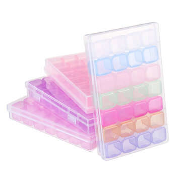 28 Slots Cosmetic Organizer Clear Acrylic Makeup Holder Case Box Jewelry Storage Box  (COLOR1: ROSE)