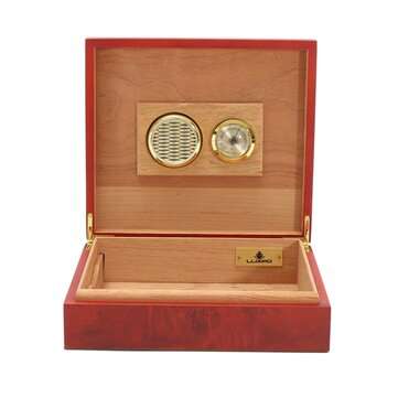 LUXFO LF1001 Brown Cedar Wood Lined Cigar Humidor With Hygrometer Box