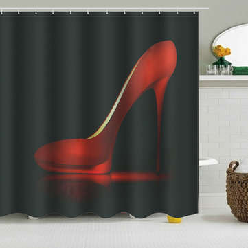 High Red Heels Black Waterproof Bathroom Shower Curtain Liner Polyester Fabric Bathroom Curtain & 12