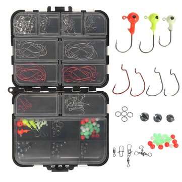 212 Pcs Fishing Lures Set Metal Fishing Hooks Fishing Tackle with Storage Box