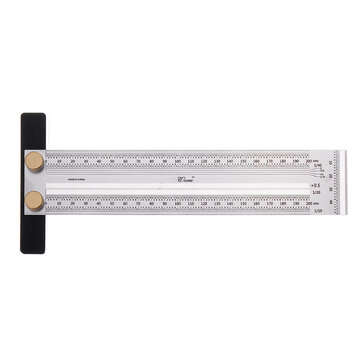Drillpro 200mm Stainless Steel Precision Marking T Ruler Hole Positioning Measuring Ruler Woodworkin