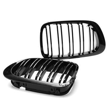 Car Front Right & Left Gloss Black Frontgrills For BMW E46 1998-2001