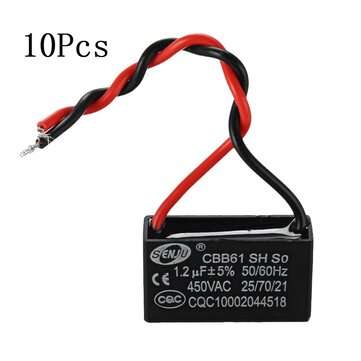 10Pcs CBB61 1.2UF Starting Capacitance 450V AC Fan Capacitor CBB Motor Run Capacitor