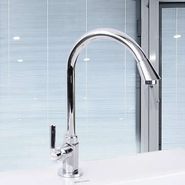 Kitchen Faucet Water-Saving Single-cold Vertical Wash Basin Stainless Steel Large Curved Universal F