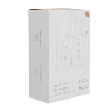 MoesHouse Black WiFi+RF433 Smart US Ceiling Fan Switch Smart Life/Tuya App 2/3 Way Control Wireless