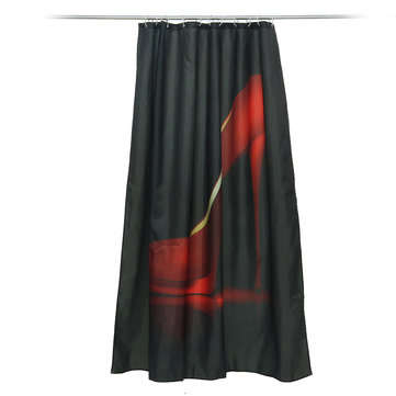 High Red Heels Black Waterproof Bathroom Shower Curtain Liner Polyester Fabric Bathroom Curtain & 12