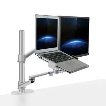 Aluminum Height Adjustable Desktop Dual Arm 17-32 inch Monitor Holder+12-17 inch L... (COLOR: BLACK)