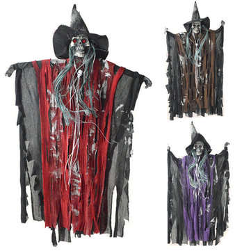 Halloween Hanging Ghost Witch Voice Red Light Eyes Party Decoration Toys Supplies