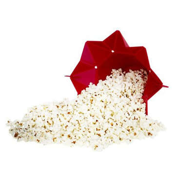Popcorn Popper Maker DIY Silicone Popcorn Maker Fold Bucket Red Kitchen Storage Container