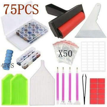 54/74/75/111Pcs Diamond Painting Tool Kit Embroidery Tool Set Painting Drill Sto... (PACKAGE: 75PCS)