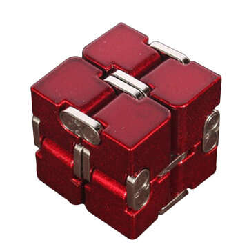 Premium Aluminium Alloy Infinity Cube Deformation Magical Cube Fidget Toys EDC Stre... (COLOR.: RED)