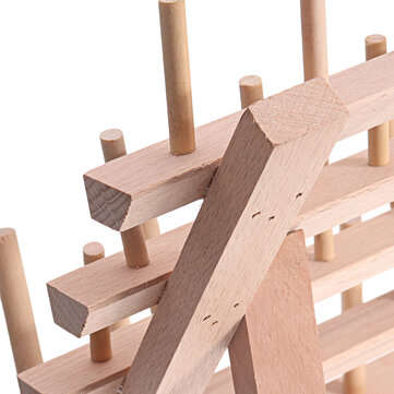 46 Spools Folding Wooden Embroidery Sewing Thread Stand Cone Holder Storage Rack