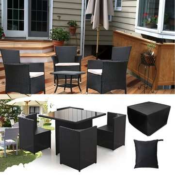 Garden Patio Rectangular Table Chairs Protective Cover Waterproof Dustproo... (SIZE 3: 120X120X74CM)
