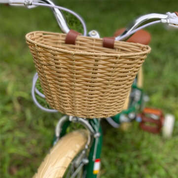 Vintage Rattan Wicker Children Bike Basket Bicycle Front Storage Hampers Outdoor Cycling