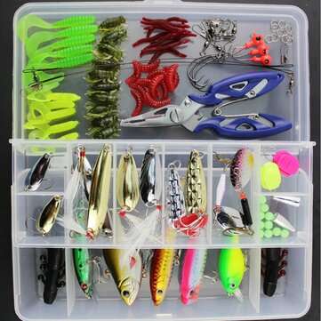 ZANLURE 101Pcs Fishing Lure Spinners Plugs Spoons Soft Bait Pike Trout Salmon+Box Set