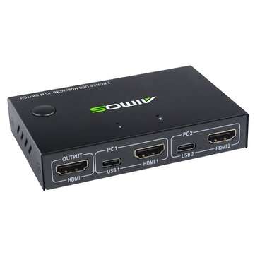AIMOS USB HDMI Switch Box Video Switch Display 4K Splitter KVM Switch for 2 PCs Share Switcher Keybo