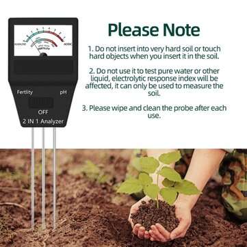 2 in 1 Pointer Type Soil Analyzer Farm Soil Fertile Meter pH Tester for Gardening Planting Analyzer