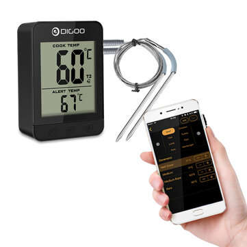 Digoo DG-FT2203 Smart Bluetoorh LED & LCD Display BBQ Kitchen Cooking Thermometer With Double Stainl