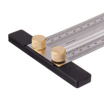 Drillpro 200mm Stainless Steel Precision Marking T Ruler Hole Positioning Measuring Ruler Woodworkin