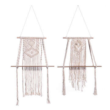 Cloth Tapestry Storage Rack Creative Bohemian Style Canvas Wood Wall Hanging Storage H... (TYPE: #1)