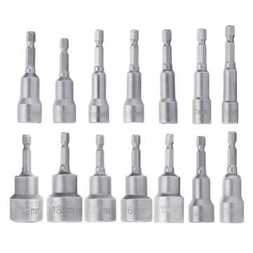 6-19mm 1/4 Inch Hex Magnetic Nut Driver Socket Screwdriver Drill Bit Shank Adapter Tool (SIZE: 12MM)
