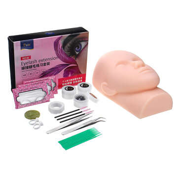 13Pcs Practice Grafting Eyelashes Lashes Beginner Training Human Head Model