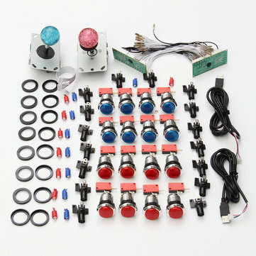 2 Player USB Bundle Kit 2 PC 4/8 Way Joystick Push Button for Arcade MAME Game