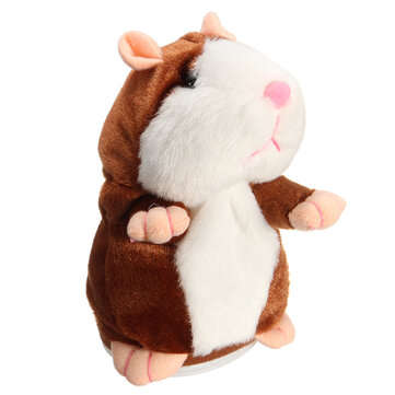 Mimicry Talking Hamster Pet 15cm Christmas Gift Plush Toy Cute Speak Sound Re... (COLOR.: DARKBROWN)