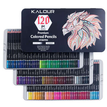 KALOUR 120 Color Pencil Set Professional Smooth Oil Color Drawing Pencil Kit Rich Pigment for Adult