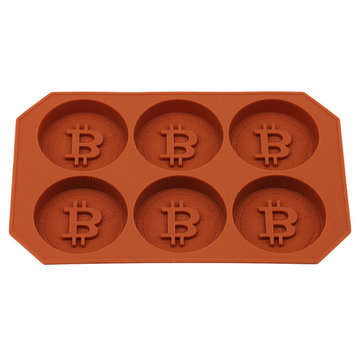 6 Grids Bitcoin Design Silicone Ice Cube Tray DIY Ice Mold Chocolate Cookies Bis... (COLOR.: COFFEE)