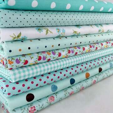 9Pcs DIY Bundles Fabric Fat Quarters Cotton Florals Gingham Craft Quilt Sewing