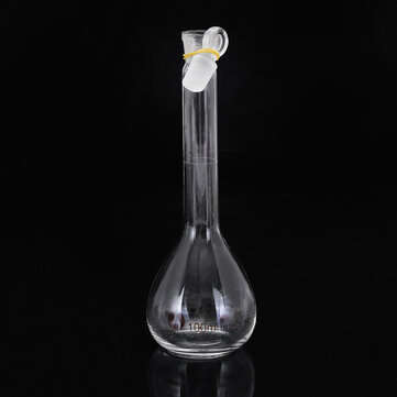 100mL Clear Glass Volumetric Flask w/ Glass Stopper Lab Chemistry Glassware