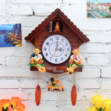 Antique Wooden Cuckoo Wall Clock Bird Time Bell Swing Alarm Watch Wall Home Decor