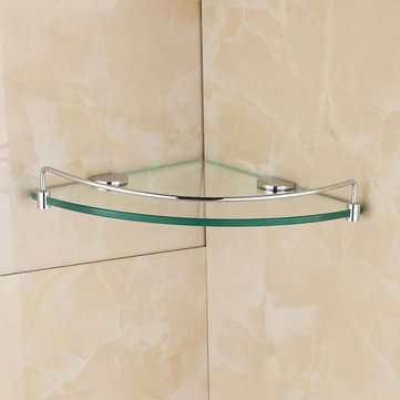 8mm Bathroom Corner Tempered Glass Shower Shelf Storage Soap Dish Rack Holder Wall-mounted Kitchen