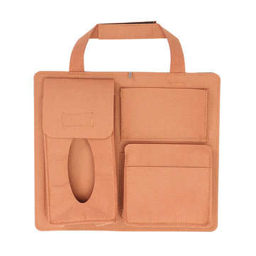 Felt Car Seat Back Storage Bag Multi Pocket Phone Cup Holder Organizer (COLOR.: KHAKI)