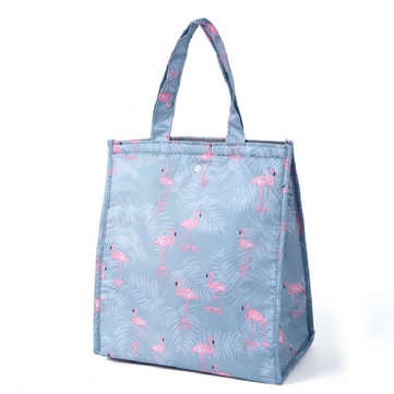 Portable Insulation Lunch Bag Large Capacity Bento Picnic Food Storage Package (PATTERN: FLAMINGOS)