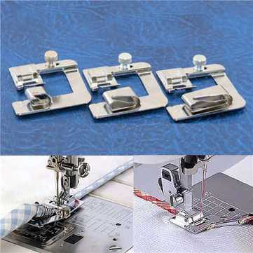 3pcs Wide Hem Roller Foot Presser 13/19/25mm Domestic Sewing Machine Part Set