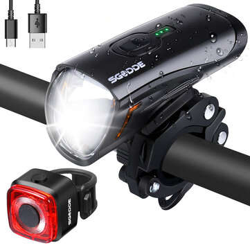 SGODDE Ultra Bright Bike Light Set Waterproof USB Rechargeable 3 Modes Bicycle Headlight with Tailli