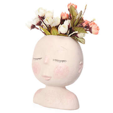 Nordic Doll Shaped Flower Pot Sculpture Flower Pot Art Vase Home Decor Succulents Head Shaped Vase O