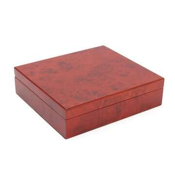 LUXFO LF1001 Brown Cedar Wood Lined Cigar Humidor With Hygrometer Box