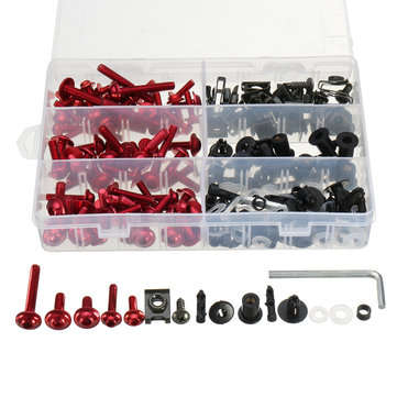 223pcs Motorcycle Windscreen Body Fairing Bolts Fastener Clips Screws For Honda/Yamaha (COLOR.: RED)