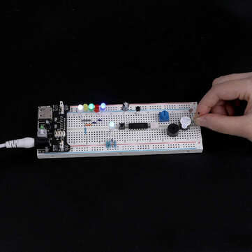 Electronics Fun Kit with Power Supply Module Jumper Wire Precision Potentiometer 830 tie-Points Brea